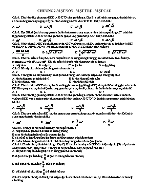 Toán 12 - Chương 2 Mặt nón - Mặt trụ - Mặt cầu